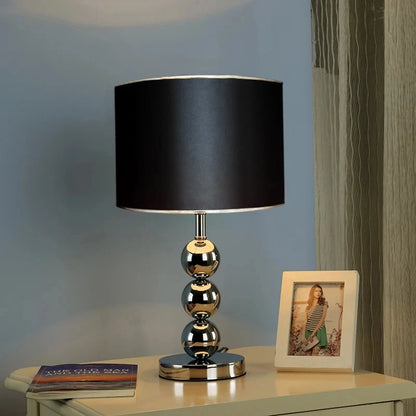 Modern Metallic Table Lamp – Gold/Silver Bedside Light with Soft Glow