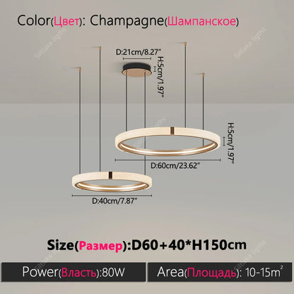 Modern Round Ring Chandelier LED Living Room Bedroom Pendant Light