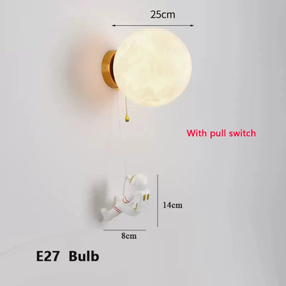 Astronaut Moon Wall Lamp for Kids Bedrooms