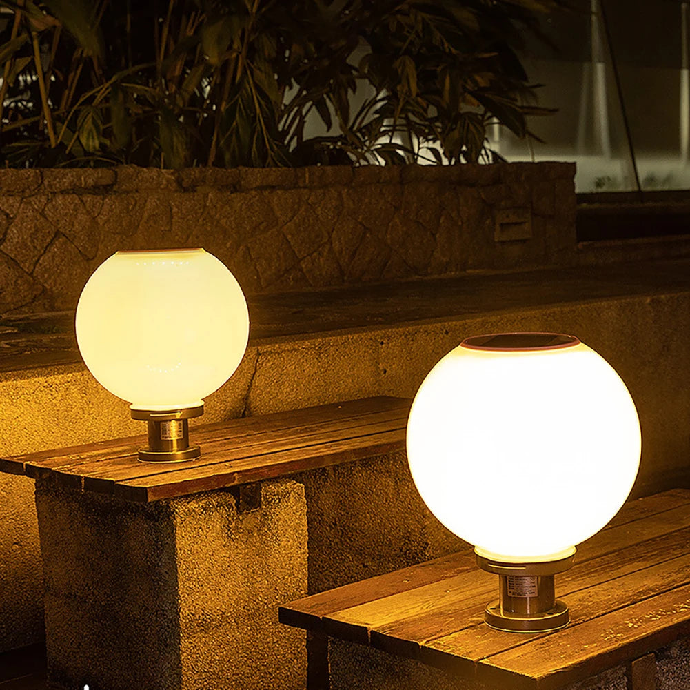 Solar Globe Lamp Outdoor Garden Landscape Pillar Light