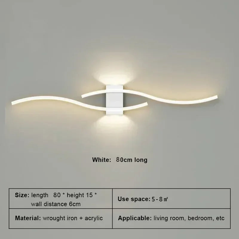 Modern LED Strip Wall Light TV Background Bedroom Living Room Lamp