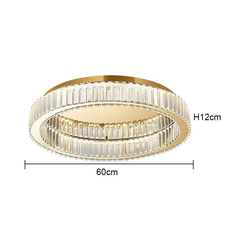Modern Gold Crystal Ceiling Chandelier LED Living Room Light