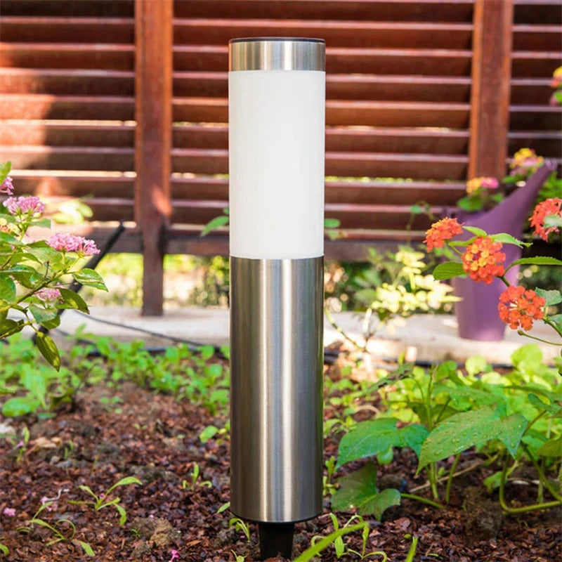 Solar Garden Path Light Stainless Steel Outdoor Pillar Lawn Lamp