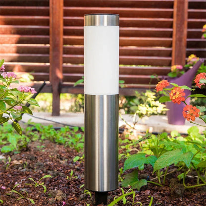Solar Garden Path Light Stainless Steel Outdoor Pillar Lawn Lamp