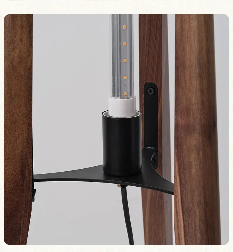 Wabi-Sabi Floor Lamp – Japanese Zen Style Black Walnut Ambient Light