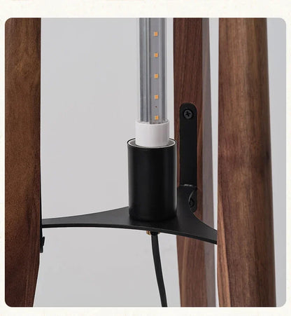 Wabi-Sabi Floor Lamp – Japanese Zen Style Black Walnut Ambient Light
