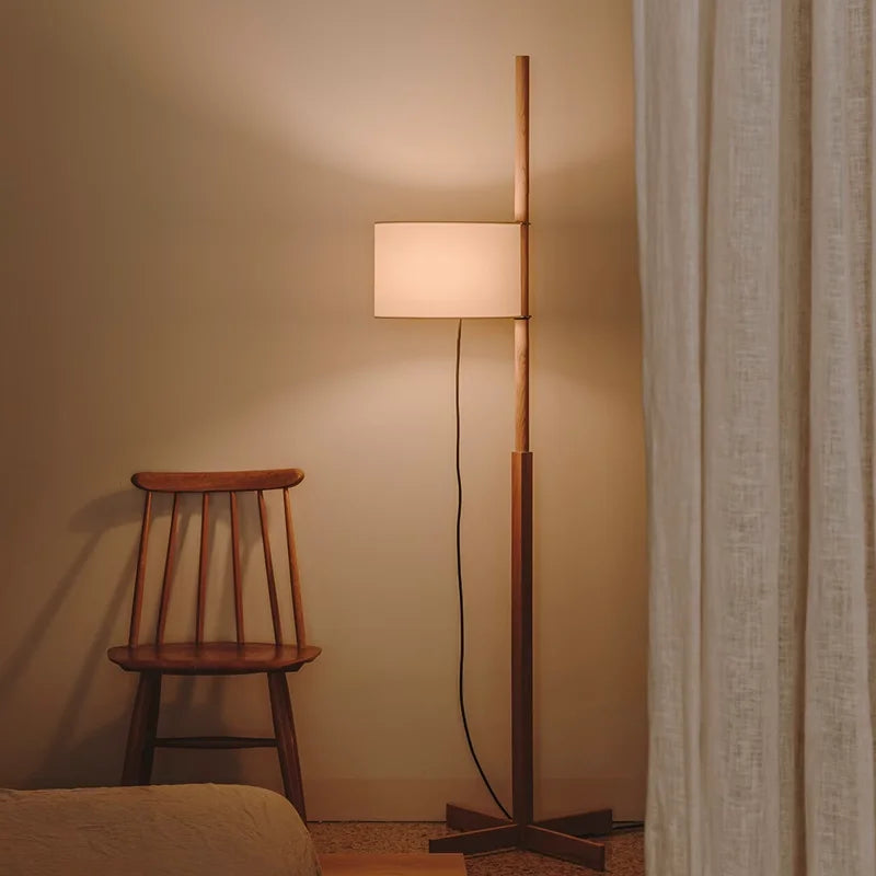 Adjustable Japanese Wooden Floor Lamp for Reading Nooks