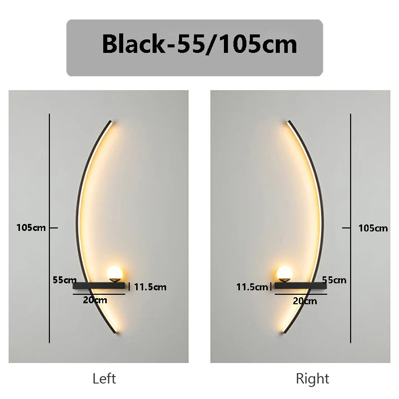 Modern Black LED Wall Light for Bedrooms and Hallways