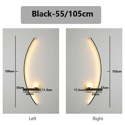 Modern Black LED Wall Light for Bedrooms and Hallways