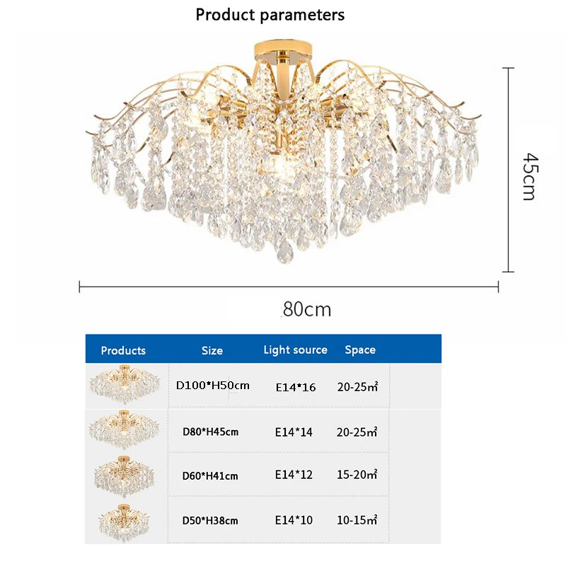 Luxury Crystal Ceiling Chandelier LED Living Room Light