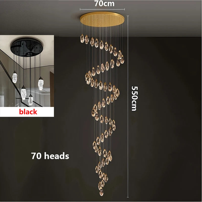 Modern Crystal Pendant Chandelier for High Ceilings