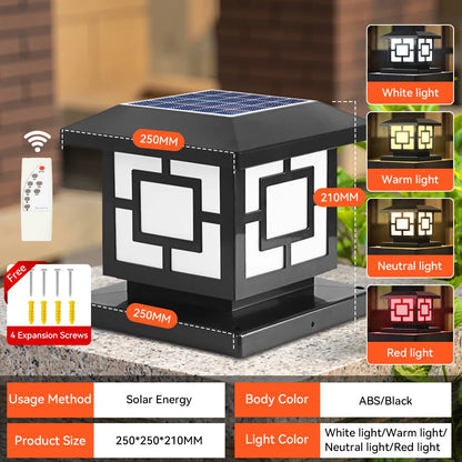 Solar Pillar Light Remote Control Outdoor Garden Wall Lamp