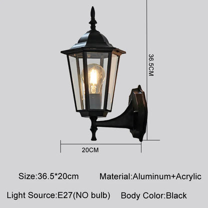 Vintage Waterproof Outdoor Wall Lantern for Porches