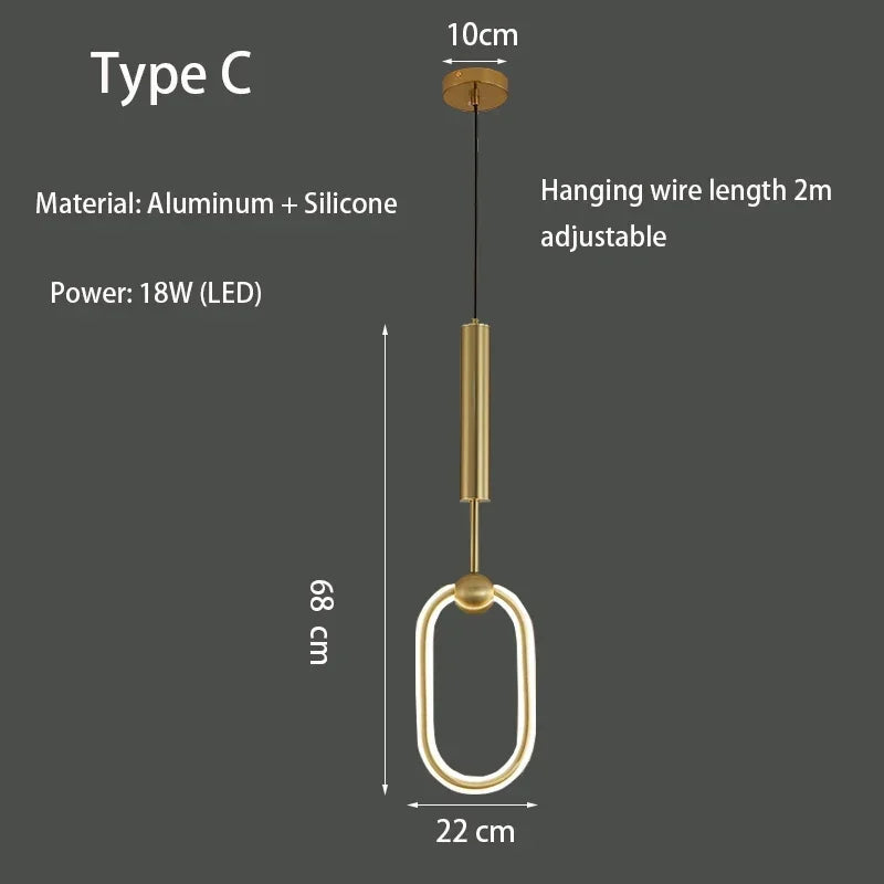 Minimalist Pendant Lamp Nordic Bedroom Bedside Hanging Light