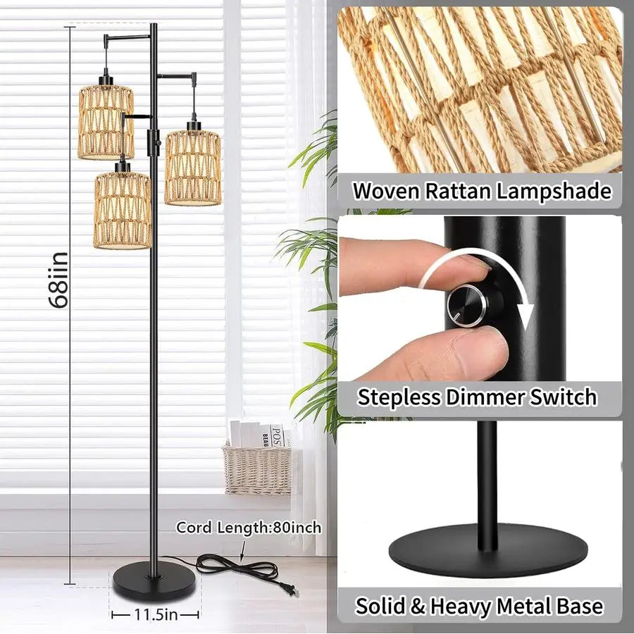Three-Light Dimmable Floor Lamp for Living Rooms