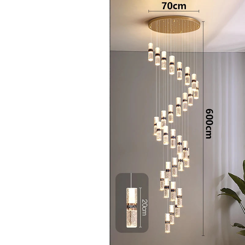 Luxury Crystal Staircase Chandelier for High Ceilings