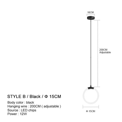 Minimalist Pendant Lamp Nordic Bedroom Bedside Hanging Light