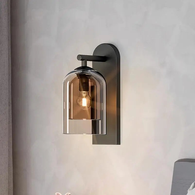 Modern Double Glass Wall Sconce for Bedrooms