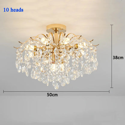 Luxury Crystal Ceiling Chandelier LED Living Room Light
