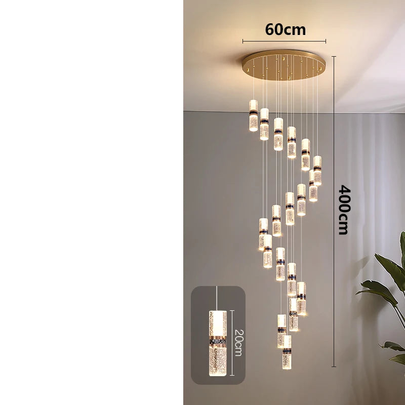 Luxury Crystal Staircase Chandelier for High Ceilings