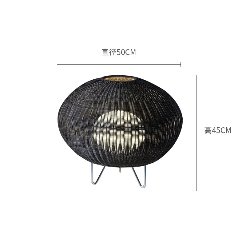 Handwoven Rattan Floor Lamp for Indoor and Outdoor Spaces