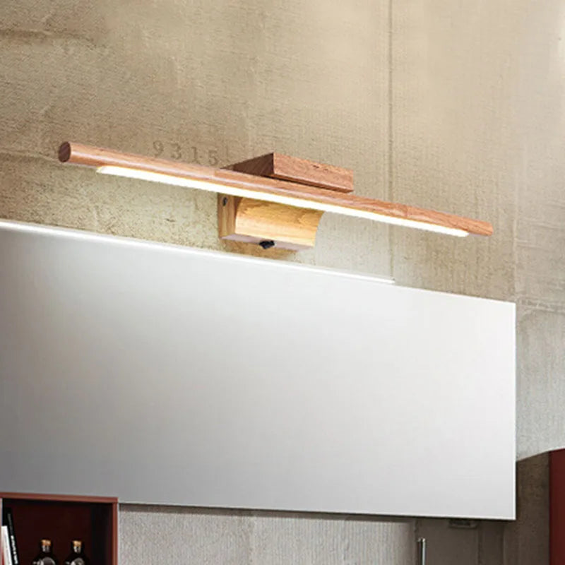 Nordic Wooden LED Mirror Light for Bathrooms