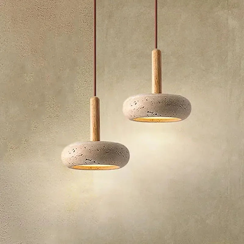 Wabi Sabi Yellow Stone Pendant Light Modern Restaurant Chandelier