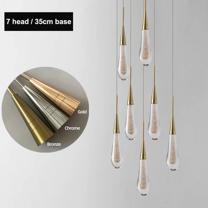 Raindrop Crystal Chandelier Modern Stair and Ceiling Lighting