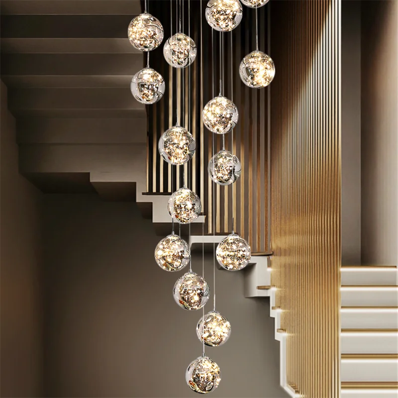 Modern Glass Ball Chandelier for Living Rooms