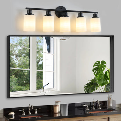Modern Bathroom Vanity Light 4 5 6 Frosted Glass Black Frame