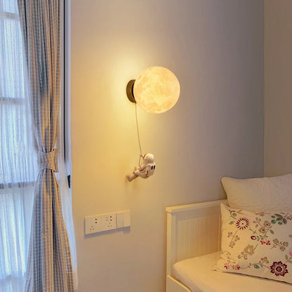 Astronaut Moon Wall Lamp for Kids Bedrooms