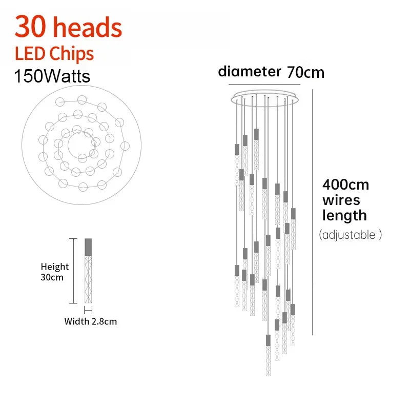 Spiral Crystal Staircase Chandelier for Luxury Interiors