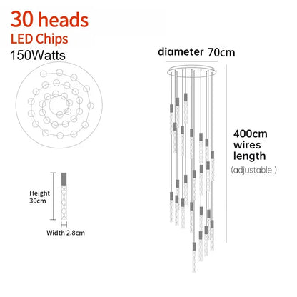Spiral Crystal Staircase Chandelier for Luxury Interiors