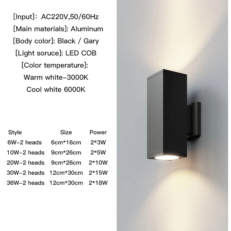 Modern Up and Down Outdoor Wall Light