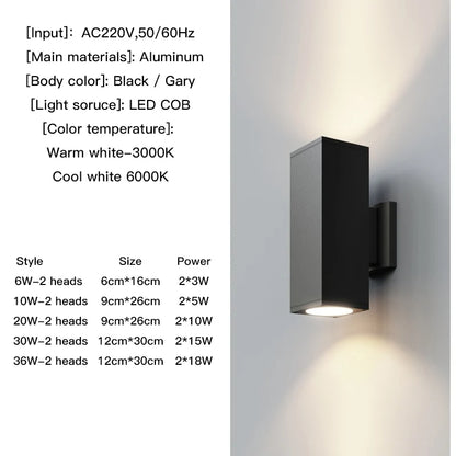 Modern Up and Down Outdoor Wall Light