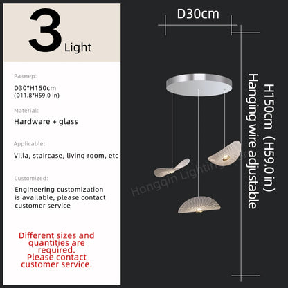 Modern Glass Staircase Chandelier for High Ceilings