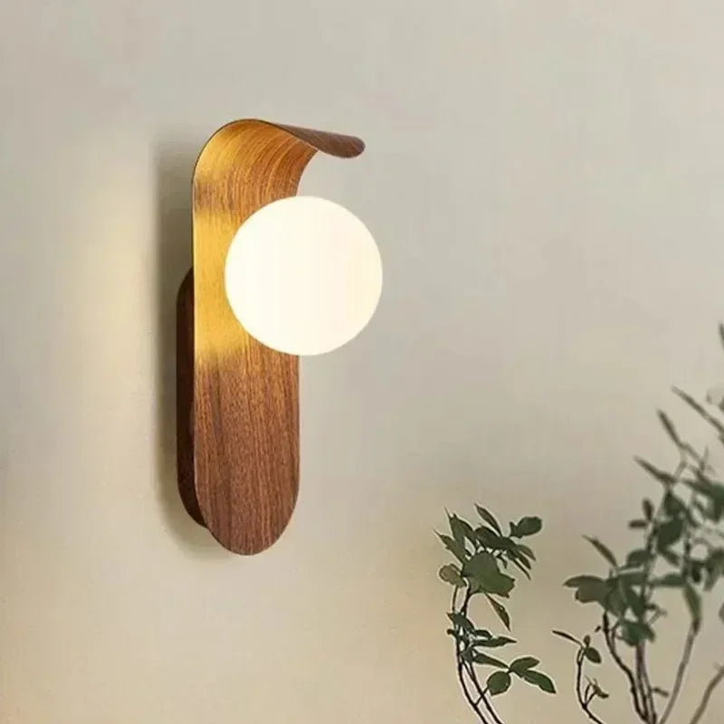 Walnut Wood Grain Wall Lamp for Cozy Interiors