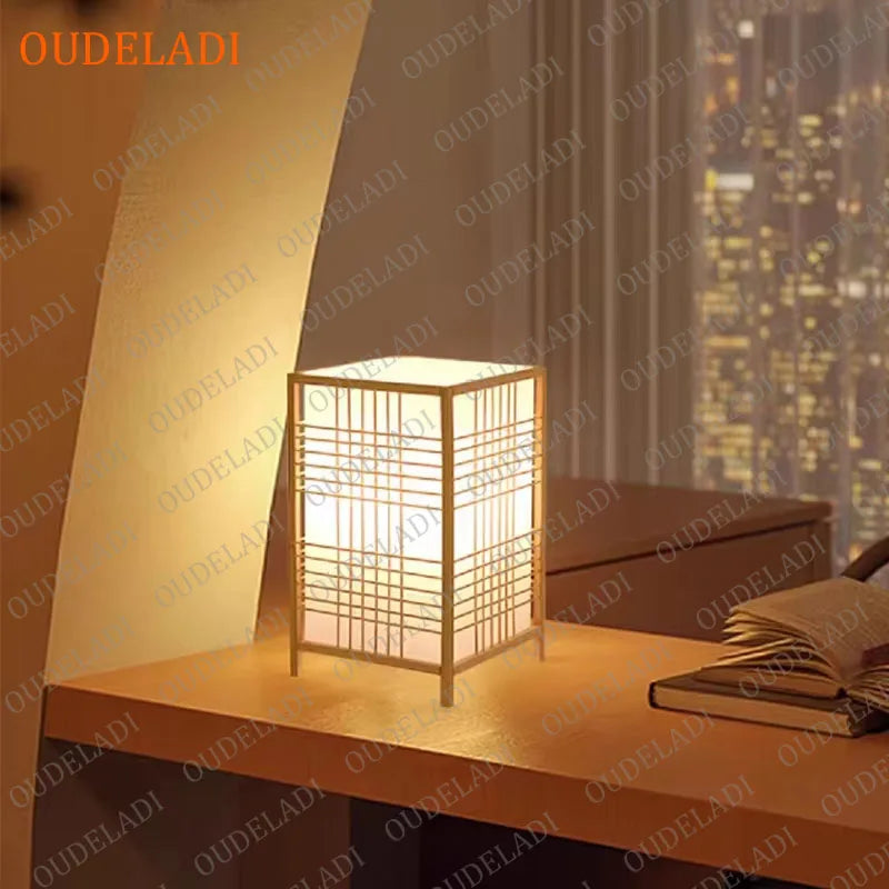 Japanese Bamboo Table Lamp – Zen Style Warm Bedside Lighting
