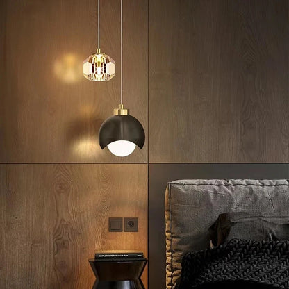 Glass Ball Pendant Lamp Modern Bedroom Bedside Hanging Light