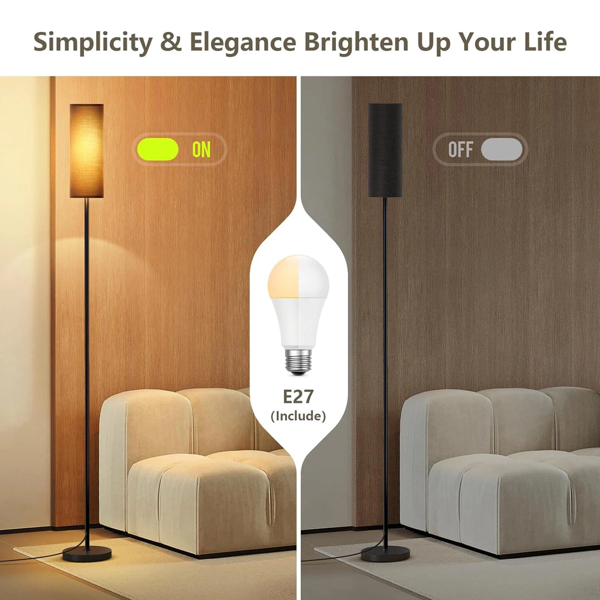 Modern LED Floor Lamp – 3 Color Modes with Foot Switch for Easy Control