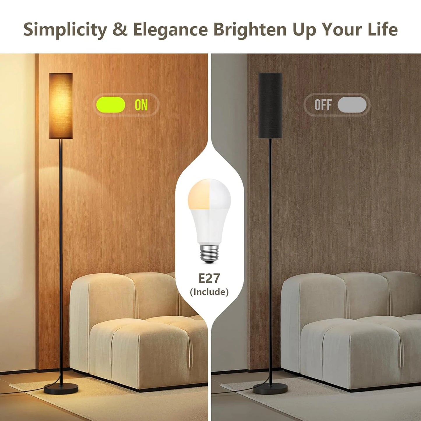 Modern LED Floor Lamp – 3 Color Modes with Foot Switch for Easy Control