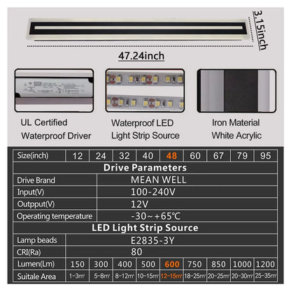Modern Outdoor LED Strip Wall Light for Patios