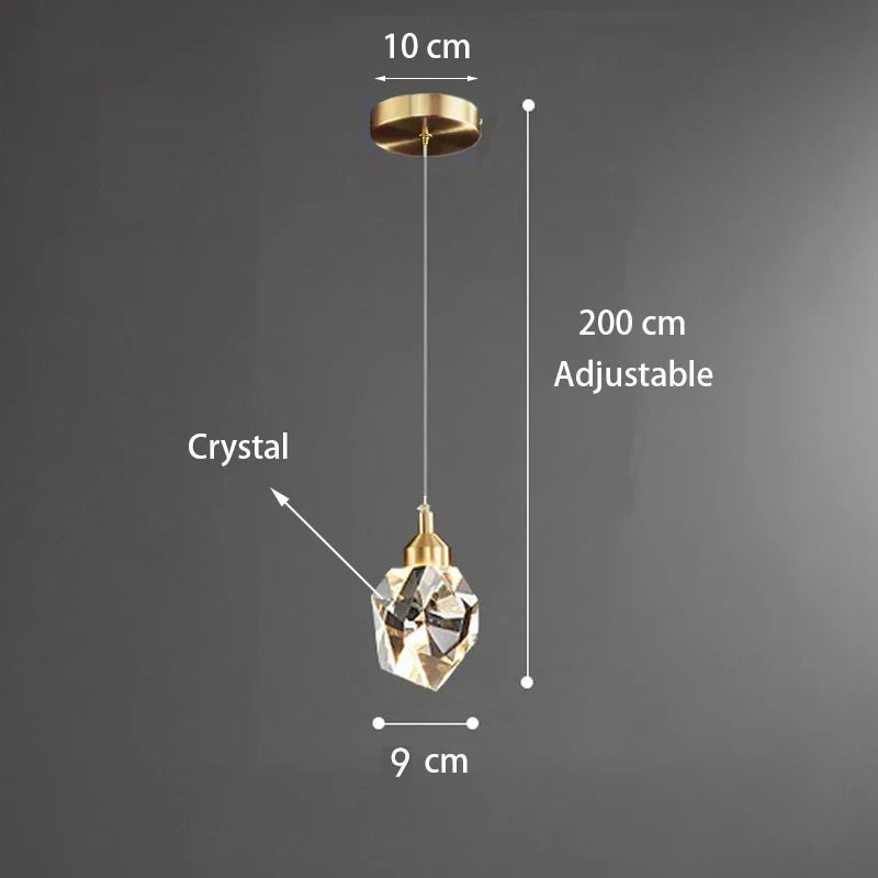 K9 Crystal Mini Chandelier Modern Bedroom Bar Pendant Lamp