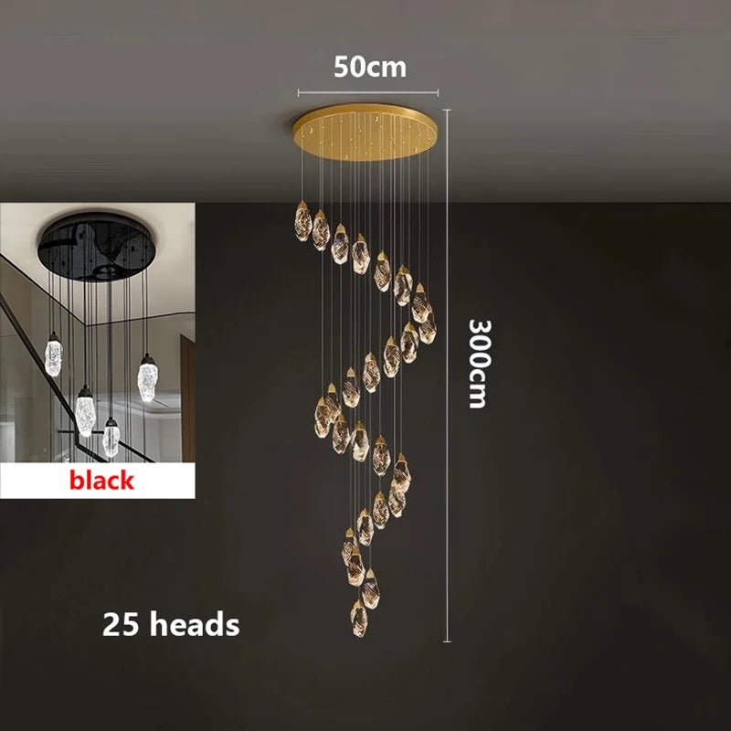 Modern Crystal Pendant Chandelier for High Ceilings