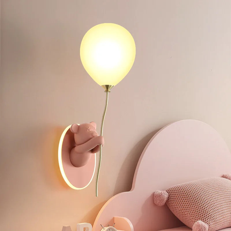 Cute Balloon Bear Wall Lamp for Kids Rooms
