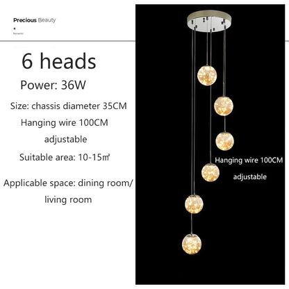 Modern Glass Ball Chandelier for Living Rooms