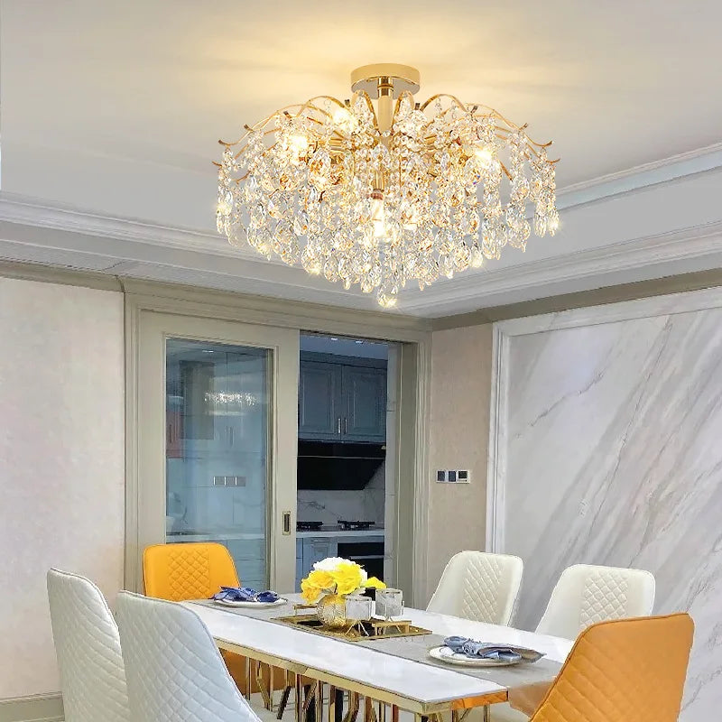 Luxury Crystal Ceiling Chandelier LED Living Room Light