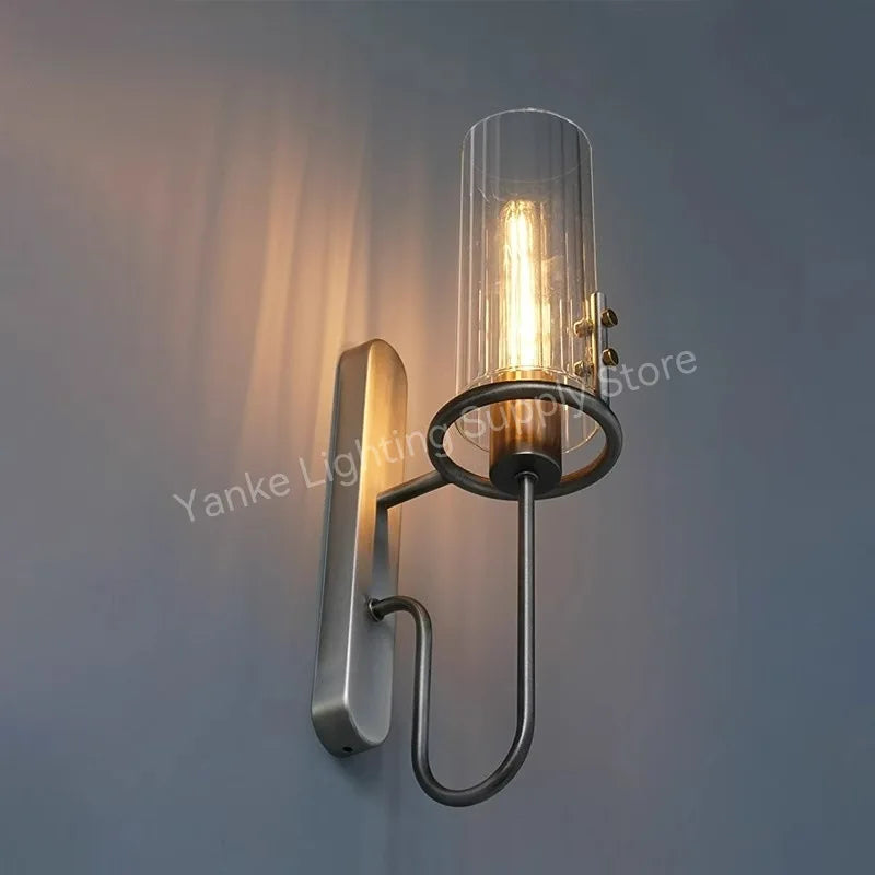 Vintage Industrial Crystal Wall Sconce for Bedrooms