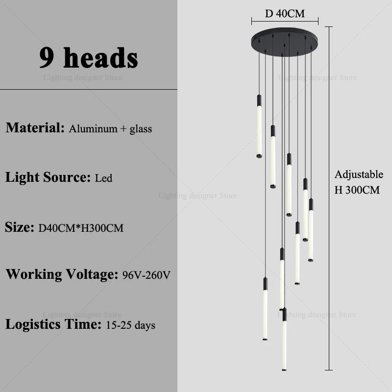Modern Staircase Pendant Chandelier for High Ceilings