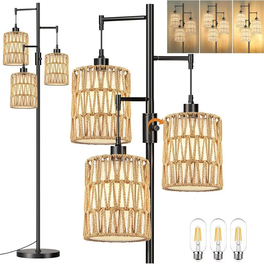 Three-Light Dimmable Floor Lamp for Living Rooms